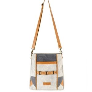 Elegant Tan and Gray Crossbody Bag